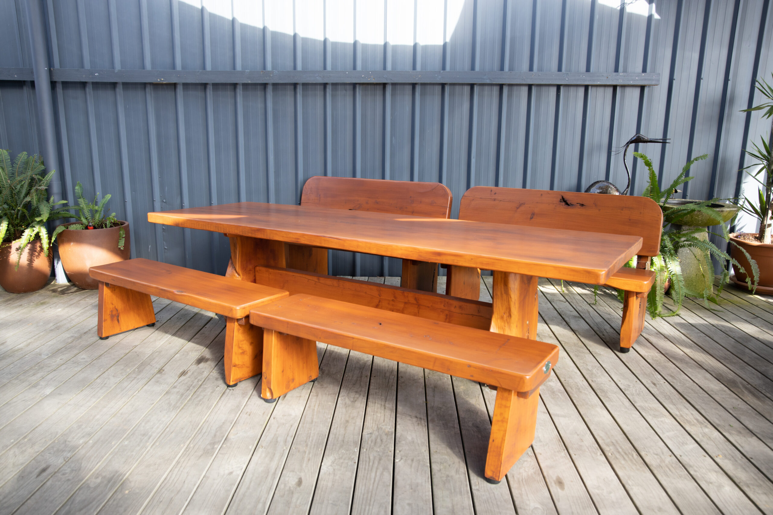 Large Outdoor Bench with X Backs